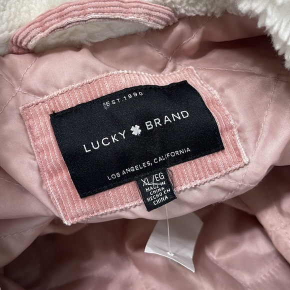 Lucky Brand Pink Corduroy Jacket with Cream Sherpa Collar - Picture 7 of 7
